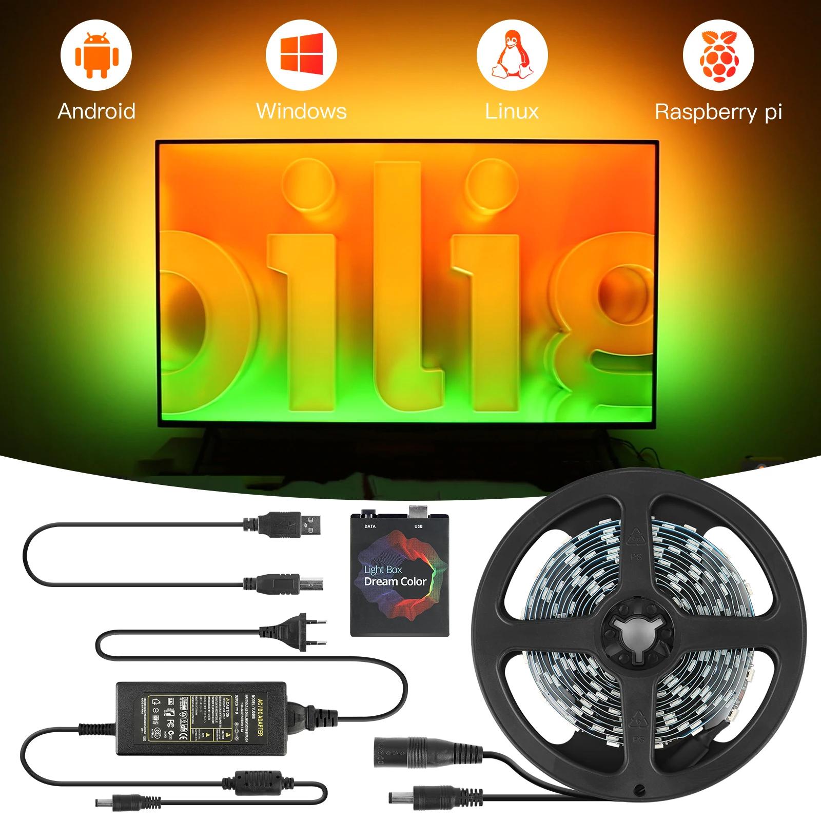 DIY ֺ TV PC 帲 ũ USB LED Ʈ HDTV ǻ  Ʈ ּ   WS2812B LED Ʈ 1/2/3/4/5m Ǯ Ʈ
